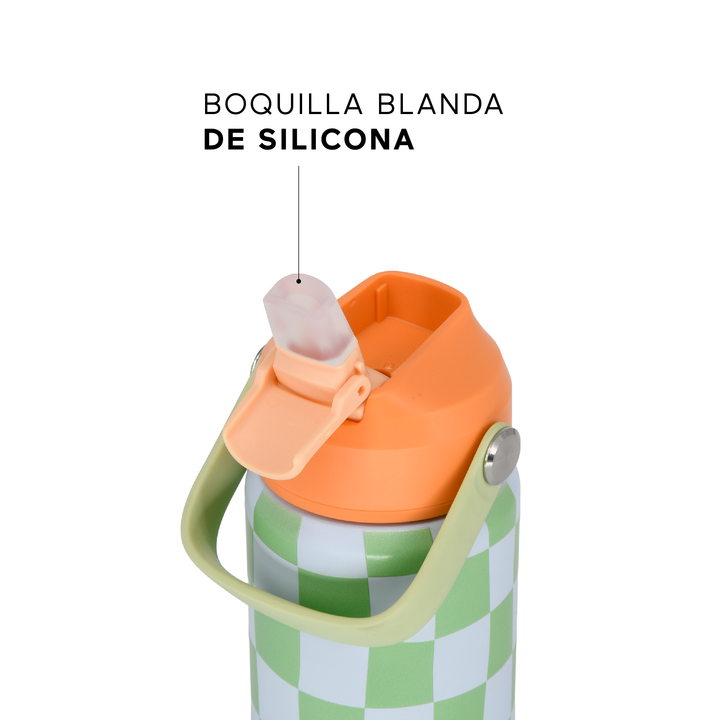 Botella Insulada Kids 355 ml - Square Green/Orange