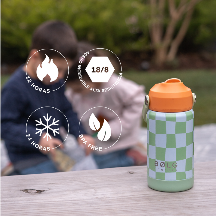 Botella Insulada Kids 355 ml - Square Green/Orange