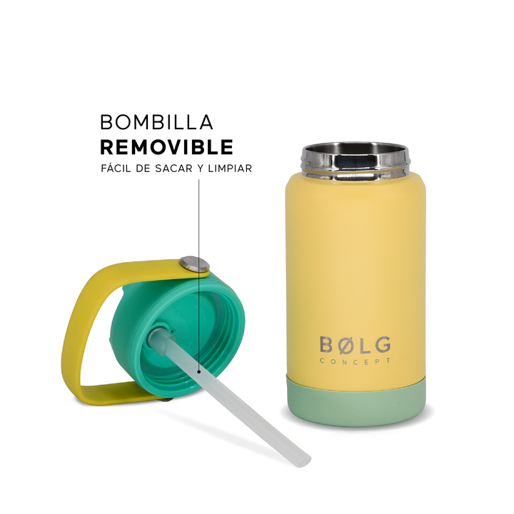 Botella Insulada Kids 355 ml - Pale Yellow/Green