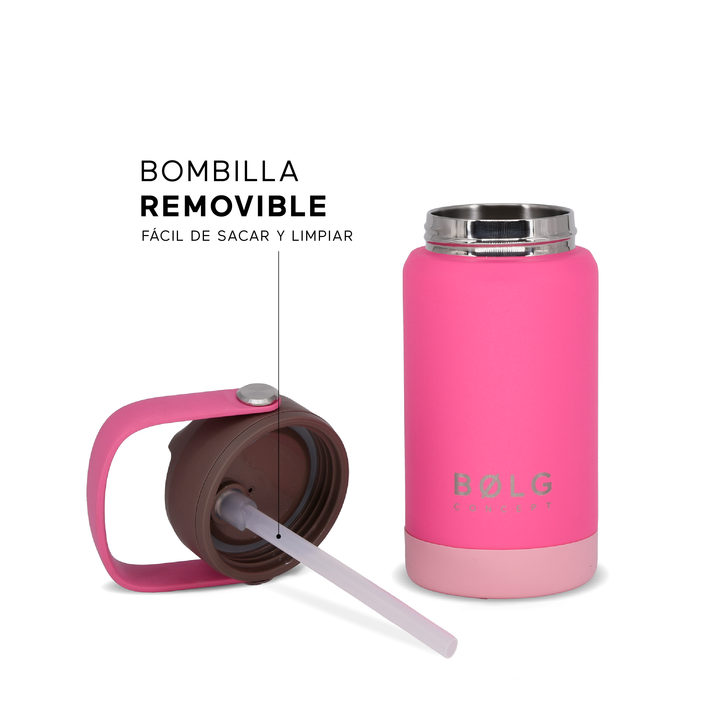 Botella Insulada Kids 355 ml - Fuchsia/Brown