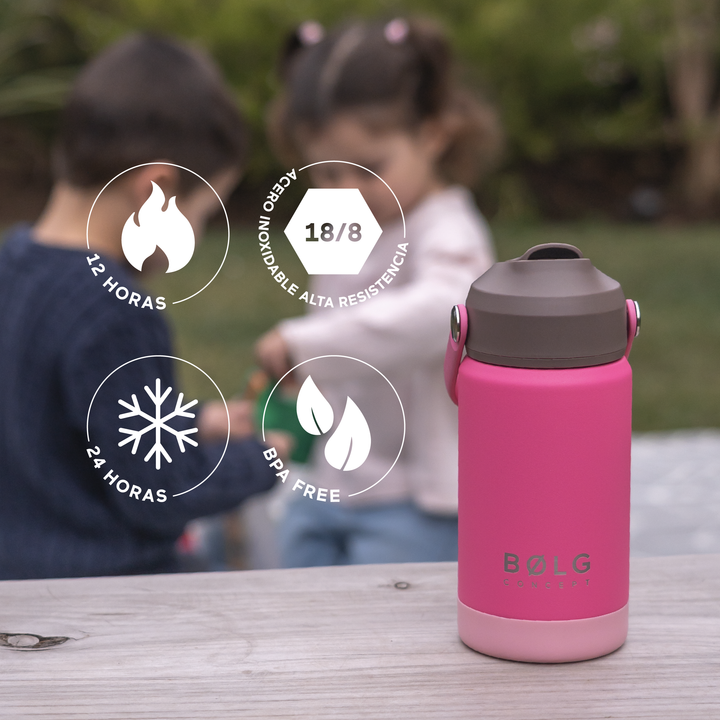 Botella Insulada Kids 355 ml - Fuchsia/Brown