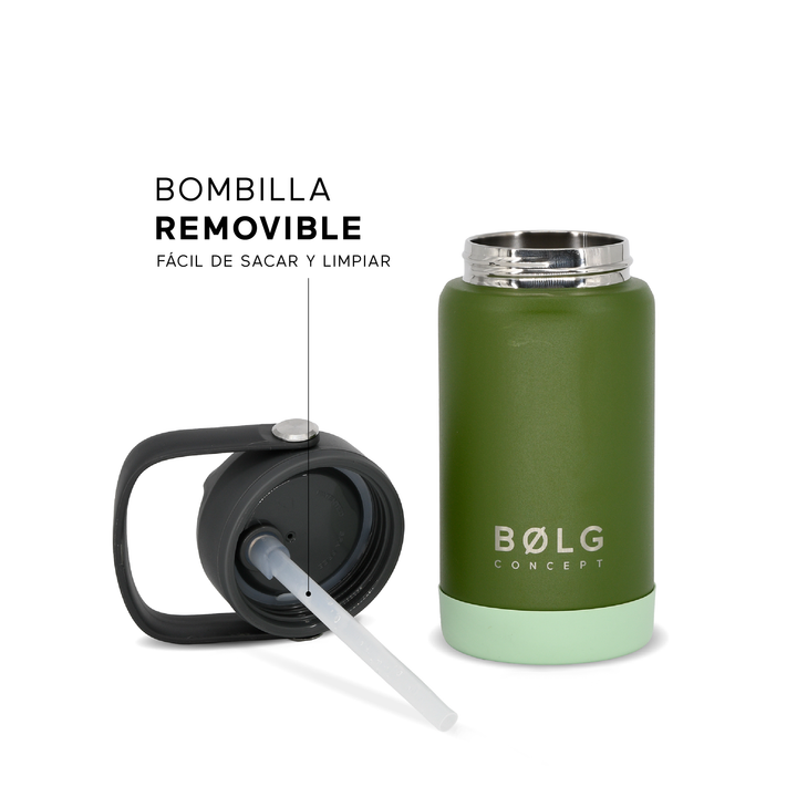 Botella Insulada Kids 355 ml - Forest Green/Grey