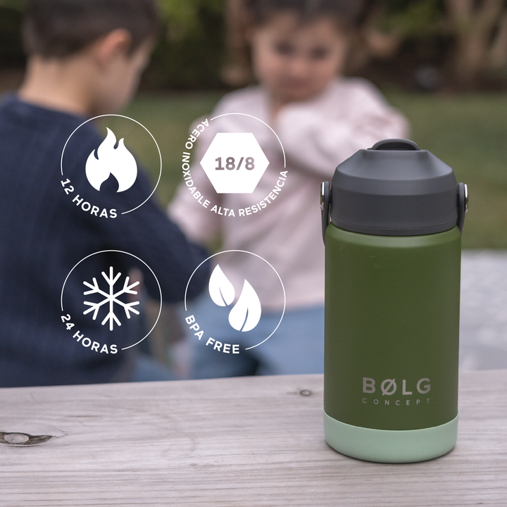Botella Insulada Kids 355 ml - Forest Green/Grey